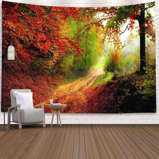 Wandteppich für Zuhause, Wanddekoration, Waldlandschaft, Landschaftsmuster, Hängetuch, Büro, Wohnzimmer