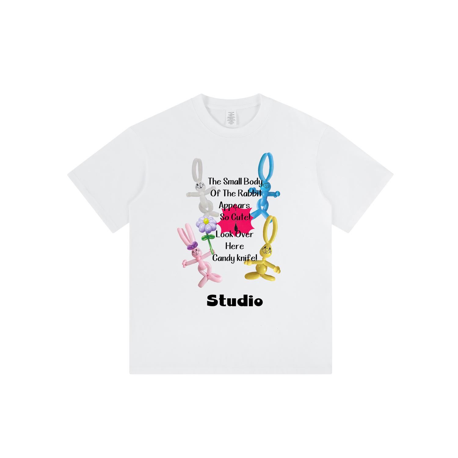 

Унисекс футболка с коротким рукавом с ретро мультяшным принтом - Повседневная и универсальная для лета 2024 S белый