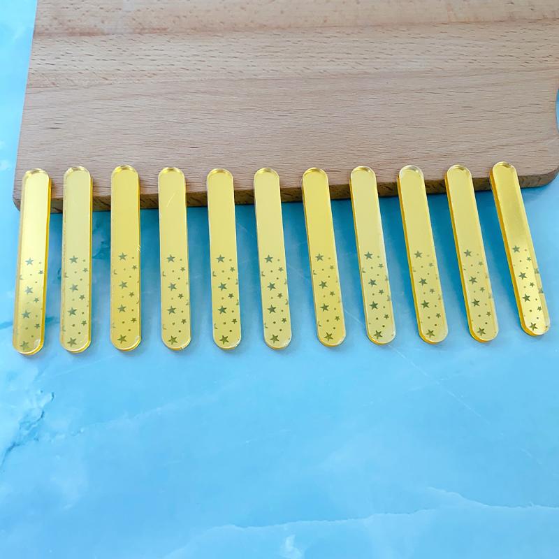 

10Pcs Acrylic Ice Cream Sticks Heart Star Happy Birthday Popsicle Sticks Cake Candy Pop Sticks Ice Lollies Baby Shower Kids Gift звезда