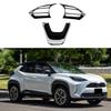 A87Q-for Toyota Yaris Cross   ABS Bright Black Car Interior Steering Wheel Cover Trim Moldings Car Styling
