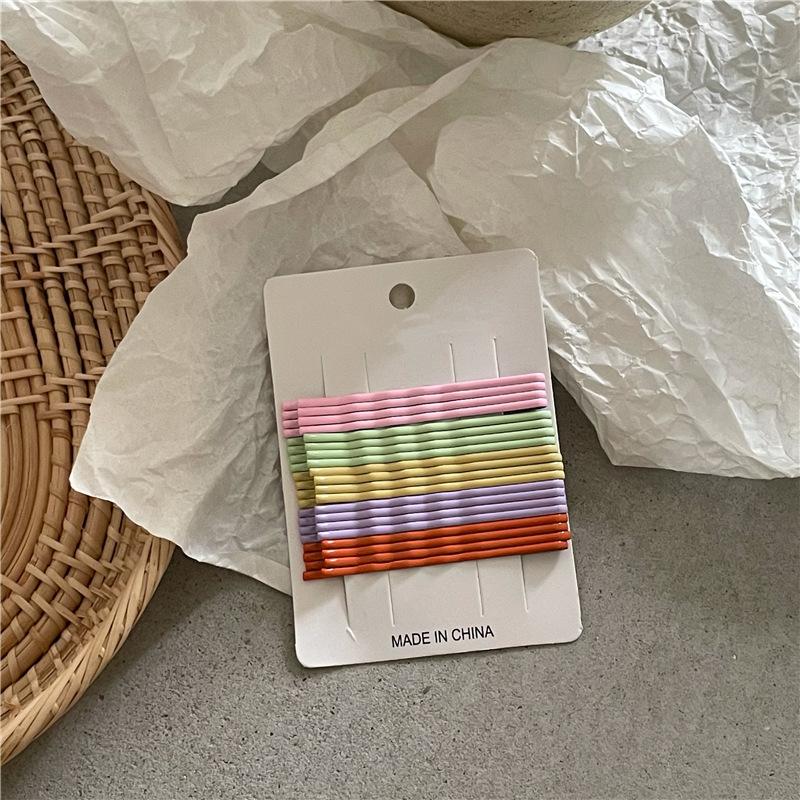 Cream Color Rainbow Wave One-word Clip Set Cute Girl with Broken Hair Bangs Clip Korean Version of The Hair Clip Side Clip
