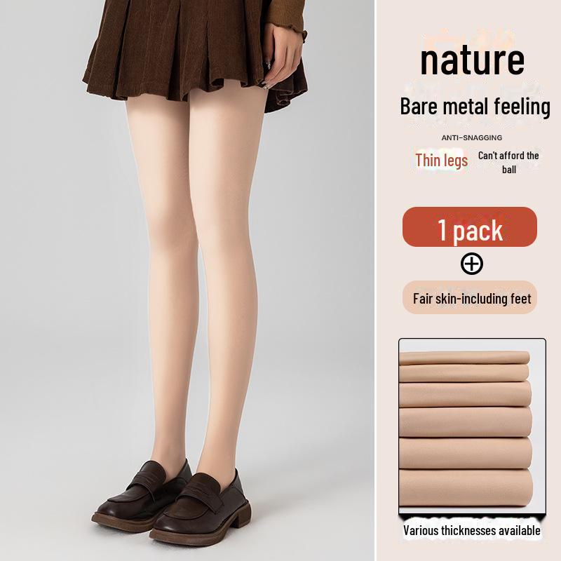Women's Nude Velvet Leggings - Thick, Plus-Size, Autumn/Winter Wear