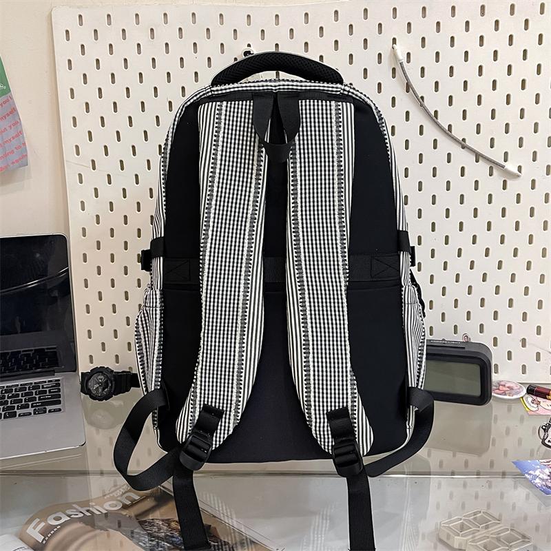Plaid Backpack Student Class Commuter Schoolbag Women's Lightweight Multi-Compartment Large Capacity Backpack