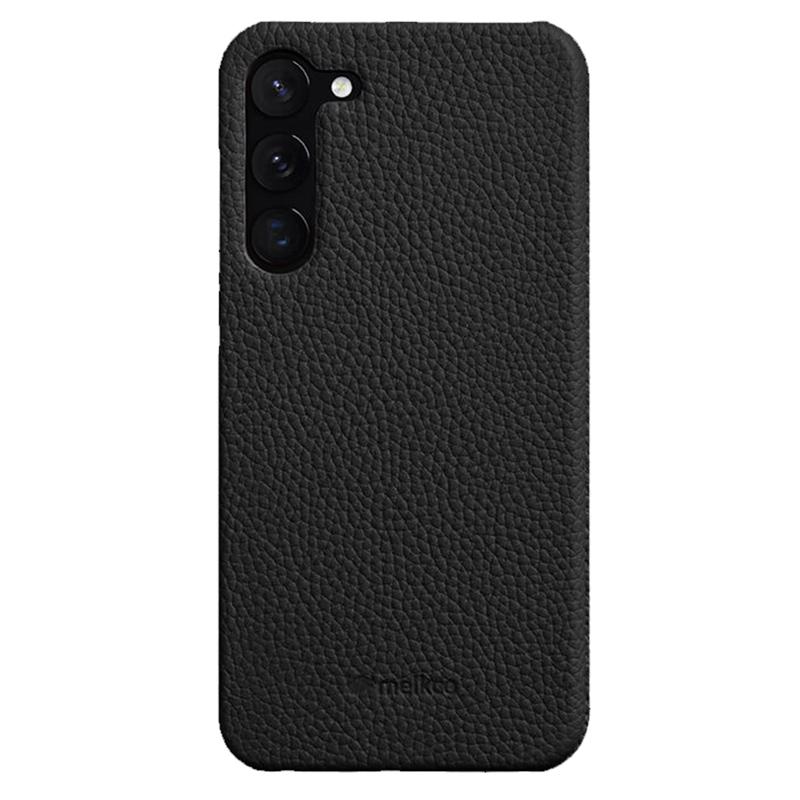 MELKCO For Samsung Galaxy S22 5G Genuine Cow Leather Coated PC Phone Shell Incomplete Cover