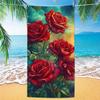 Strandtuch mit Rosenmuster, Digitaldruck Dünn Schnelltrocknend Anti-Sand Mikrofaser Leicht für Schwimmen, Yoga, Reisen, Fitnessstudio, Geschenk