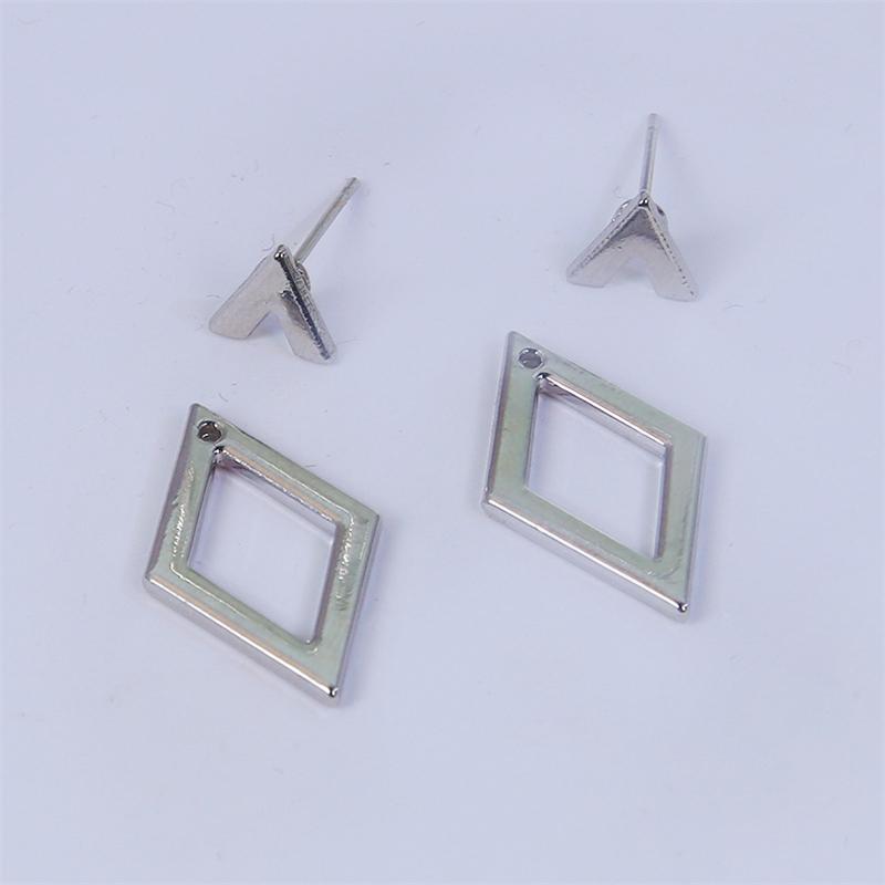 Simple Geometric Rhombus Hollow Line Creative Stud Earrings for Women Personality Temperament Minimalist Jewelry