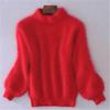 Korean Style Lantern Sleeve Mink Fur High Collar Pullover Sweater (2025)