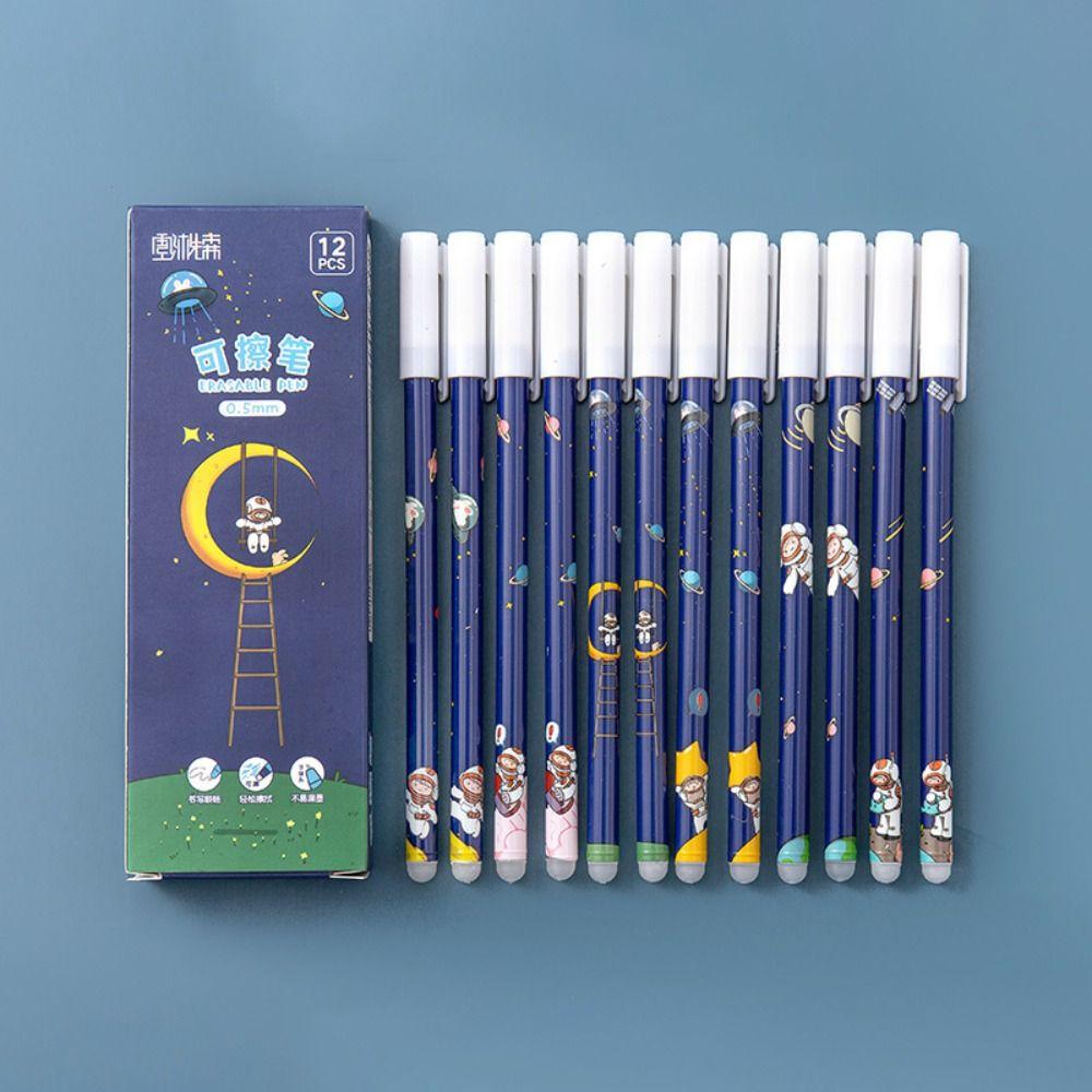 12PCS/Box 0.5mm Blue Ink Neutral Pen Bear Peach Astronaut Gel Pens Writing Tools  Students Gift