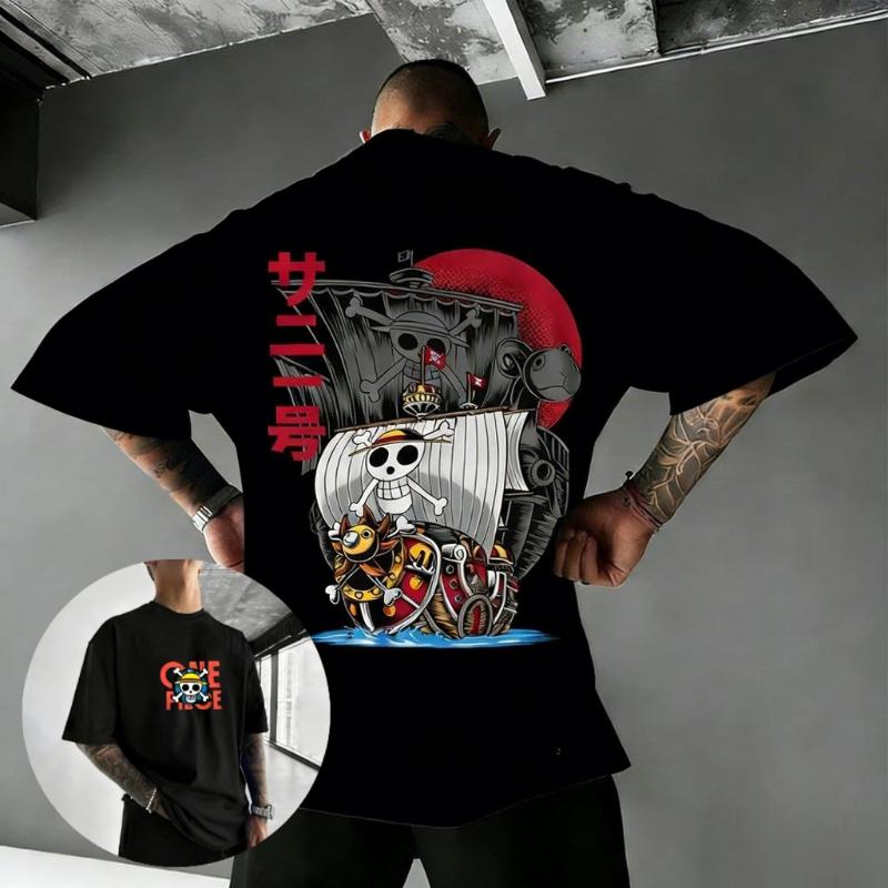 One Piece Anime T Shirt Men Women 2026 Summer Cotton Short Sleeve Tee Ship Skull Print Streetwear Casual Tops Manga Graphic Tee