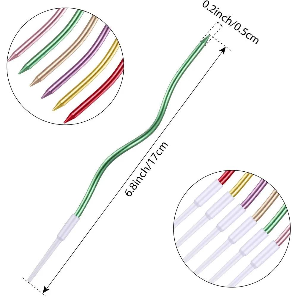 6/12 Stück Geburtstags-Spiral-Kuchenkerzen mit Haltern Lang Dünn Lockig Spiralförmig Metallic Kuchen Geburtstag Hochzeitsfeier Dekoration