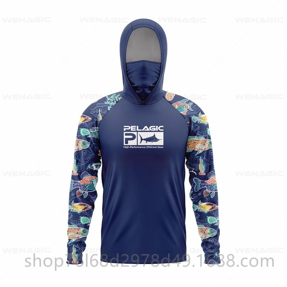 Ice silk fishing suit long-sleeved T-shirt hoodie quick-drying breathable sunscreen summer thin men
