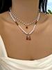 Cute Multi-layer Cherry Pendant Rice Beads Choker Necklace for Women Trendy Simple Strawberry Clavicle Chain Party Jewelry Gift