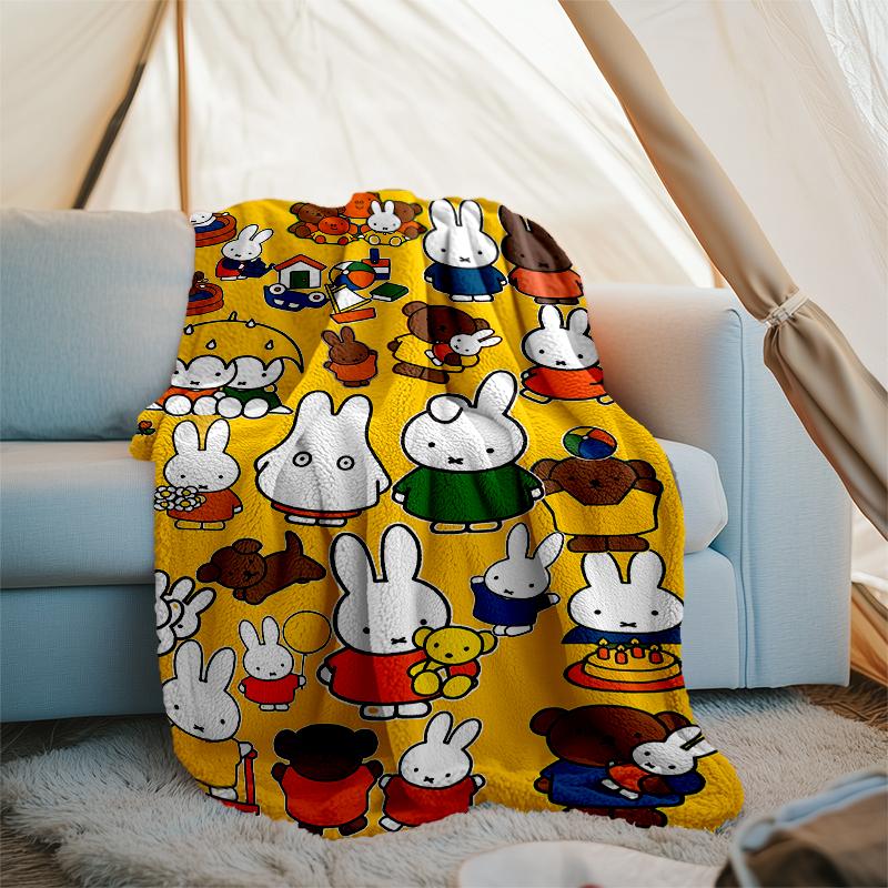 Miffy printed blanket—lightweight,soft,warm;versatile blanket all seasons—perfect as &air-conditioning throw,nap blanket