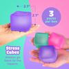 SAMLL FISH Stress Balls for Autism, 3Pcs Strength Squeeze Cube for Kids Adults, Square Stress Balls Anxiety Relief - Sensory Feelings Toys for ADHD A