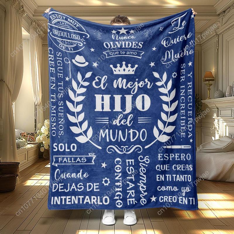 Room Decor Modern Style Letter Print SoftFlannel Blanket1 Count Classic Floral PatternDurable Nap Throw for Home & Office Warm