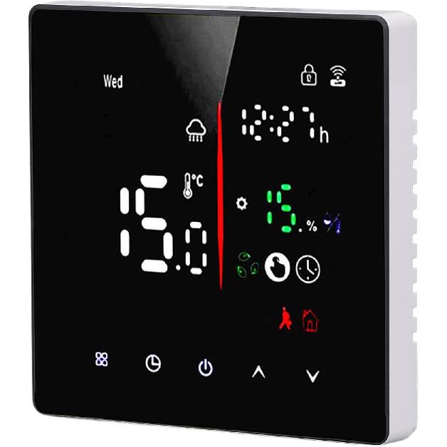 Smart Touchscreen Digital Thermostat, APP Control, 90‑240V LED Display 7 Day Programmable Control Smart Home Thermostat for TUYA AC, for Home,