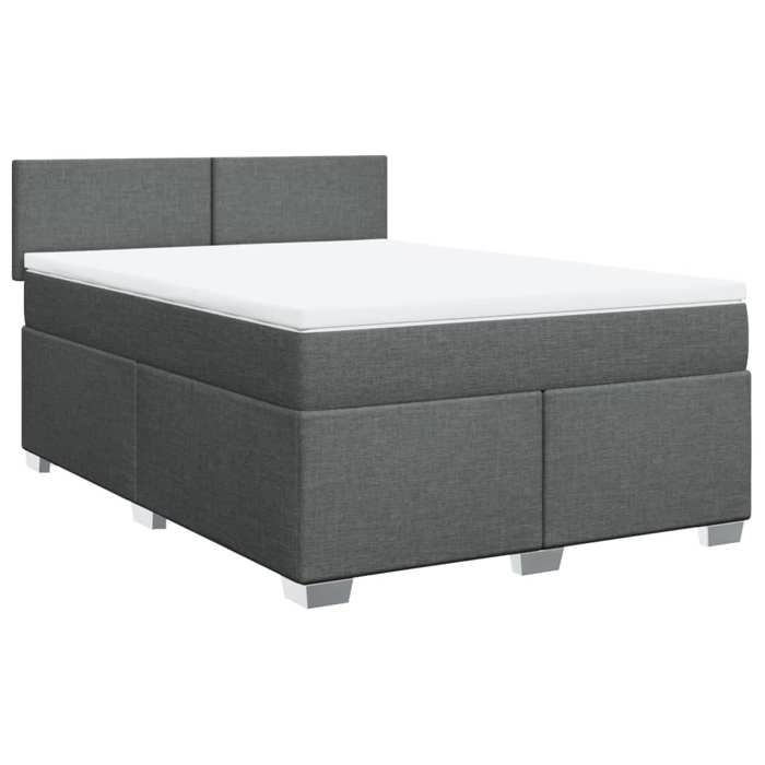 Maison Exclusive - Sommier à lattes de lit avec matelas Gris foncé 140x190cm Tissu