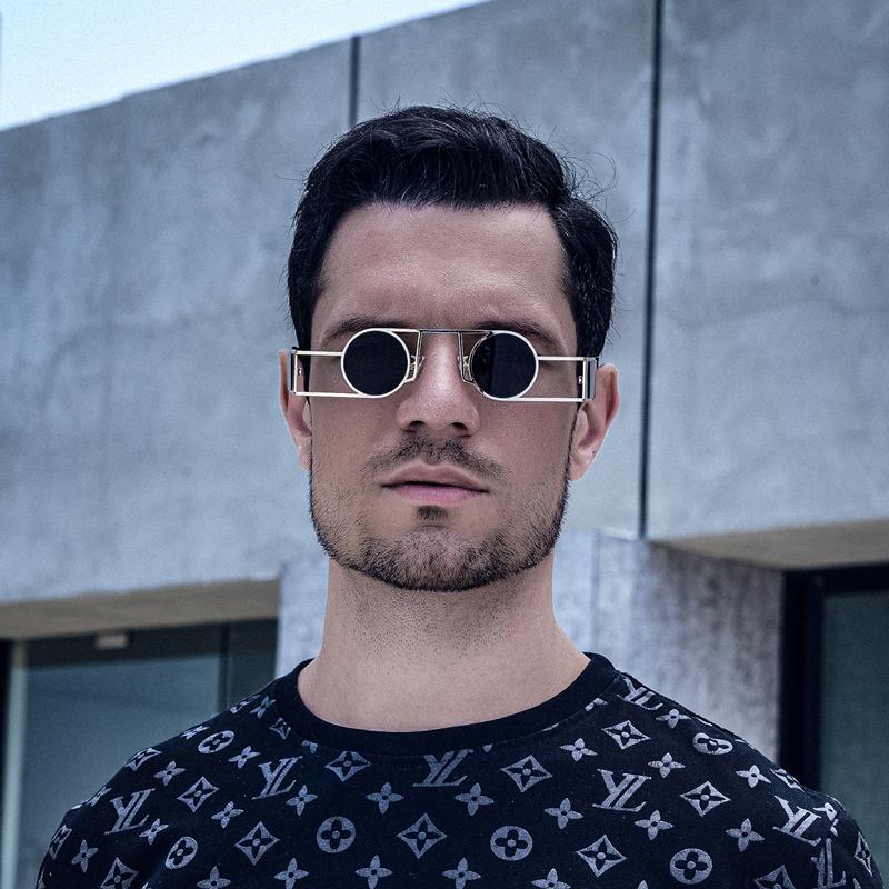 Personalized Steam Punk Style Sunglasses Men'S Uv Protection Four-Sided Round Frame Sunglasses Women'S Glasses