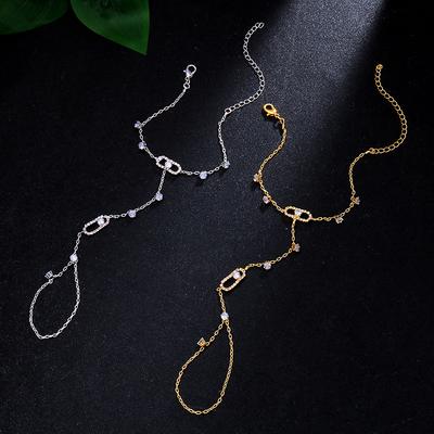 Hollow Geometric Hand Back Chain Stylish Adjustable Ring Bracelets For Women Girls Boho Simple Bracelet Wedding Jewelry Gifts