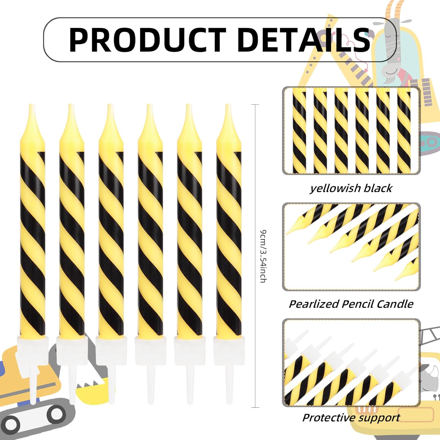 

6pcs Red /yellow SpiderBirthday Candles Spiral Cake Candles Long Thin Cake Candles For Wedding Party And Cake Decoration