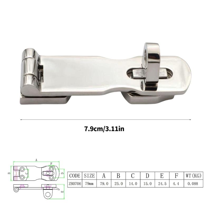 1 Pair Marine Grade 316 Stainless Steel Door Hasps Easy Installation Swivel Safety Hasp with Turning Padlock Eye Mount