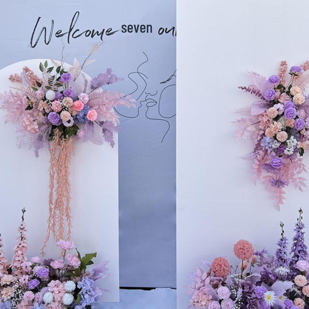 Purple Floral Art Props for Wedding, Classroom, or Window Display - Artificial Aisle Flowers