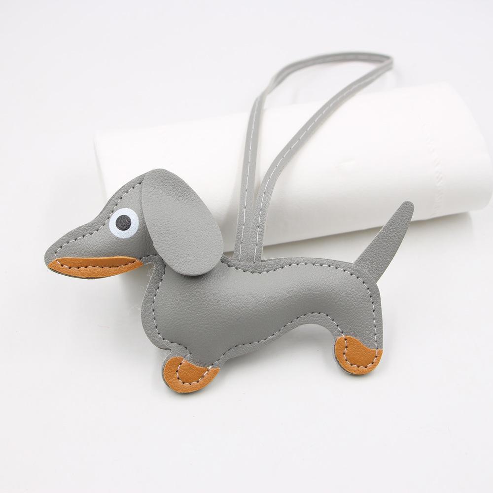 +Cartoon Leather Sausage Dog Hand Rope Bag Pendant Phone Case Accessories Pendant Car Dog Keychain