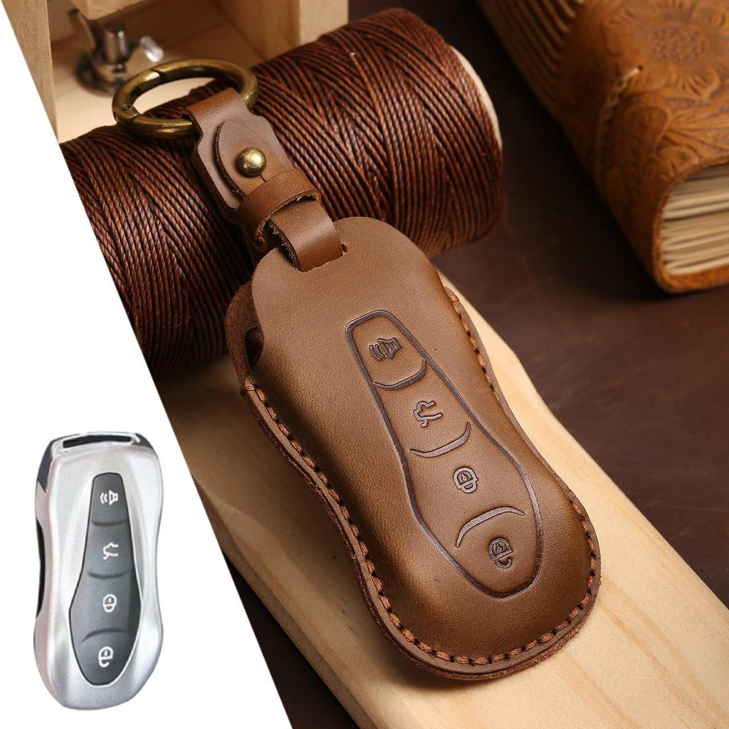 Geely Key Case: Handmade Top Layer Cowhide Leather Key Protector