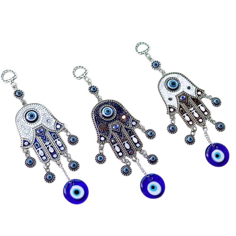 Fatima Hand Blue Eye Wall Hanging Wind Chime Art Crafts Ornaments Meditation Yoga Healing Home Room Decor