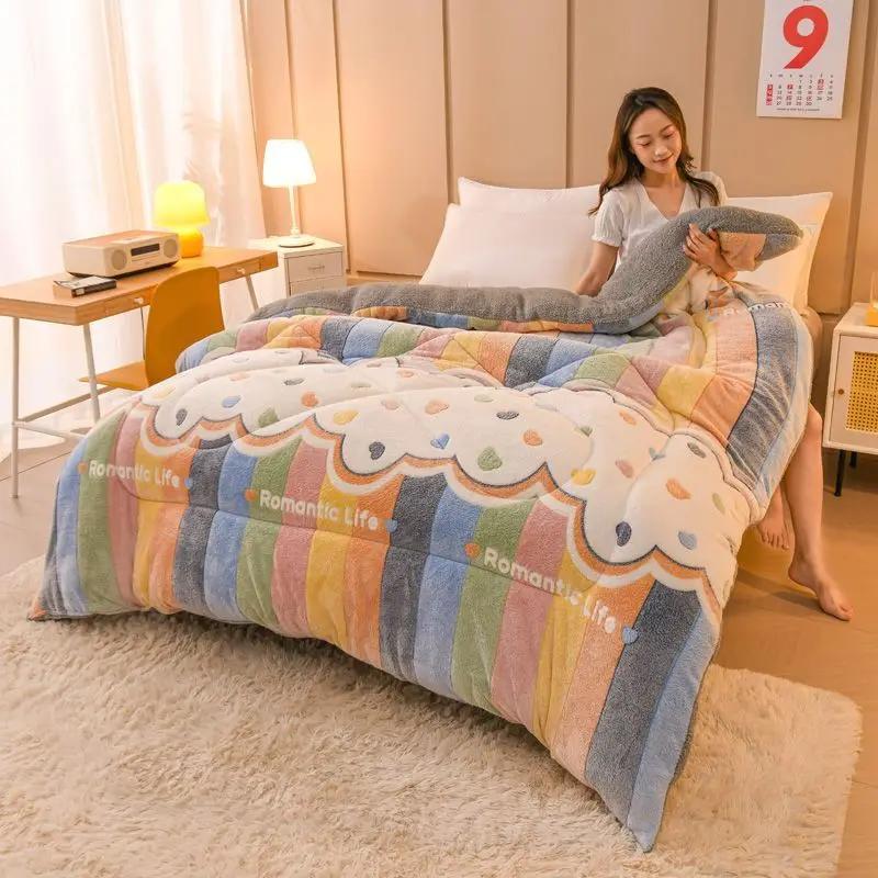 

Толстое одеяло из овечьей шерсти с принтом, двухсторонний бархат, осенне-зимнее теплое одеяло, одинарное, для общежития, удобное постельное белье, стеганое одеяло 100x150cm(1kg)