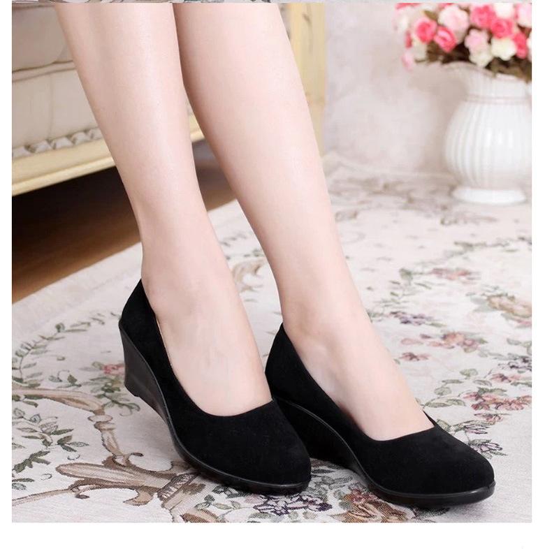 Cloth shoes women's shoes wedge heels work shoes high heels professional shoes black cloth shoes factory price direct sales