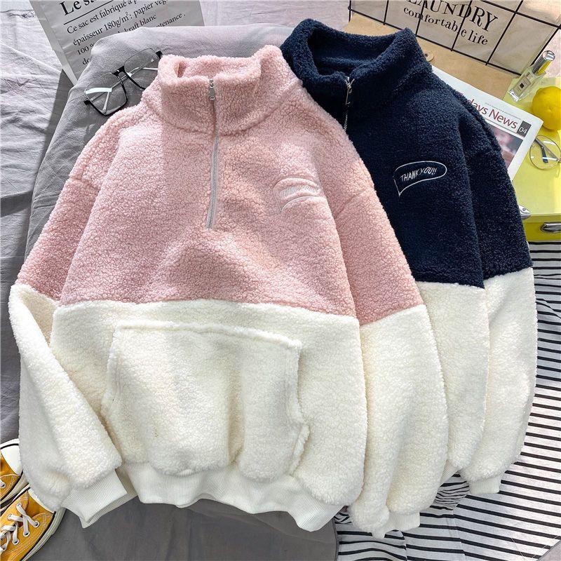 Sweatshirt for Women Thickened Fleece Cotton Loose Oversized Comfortable High Neck Casual Pullover Top Sweatshirt