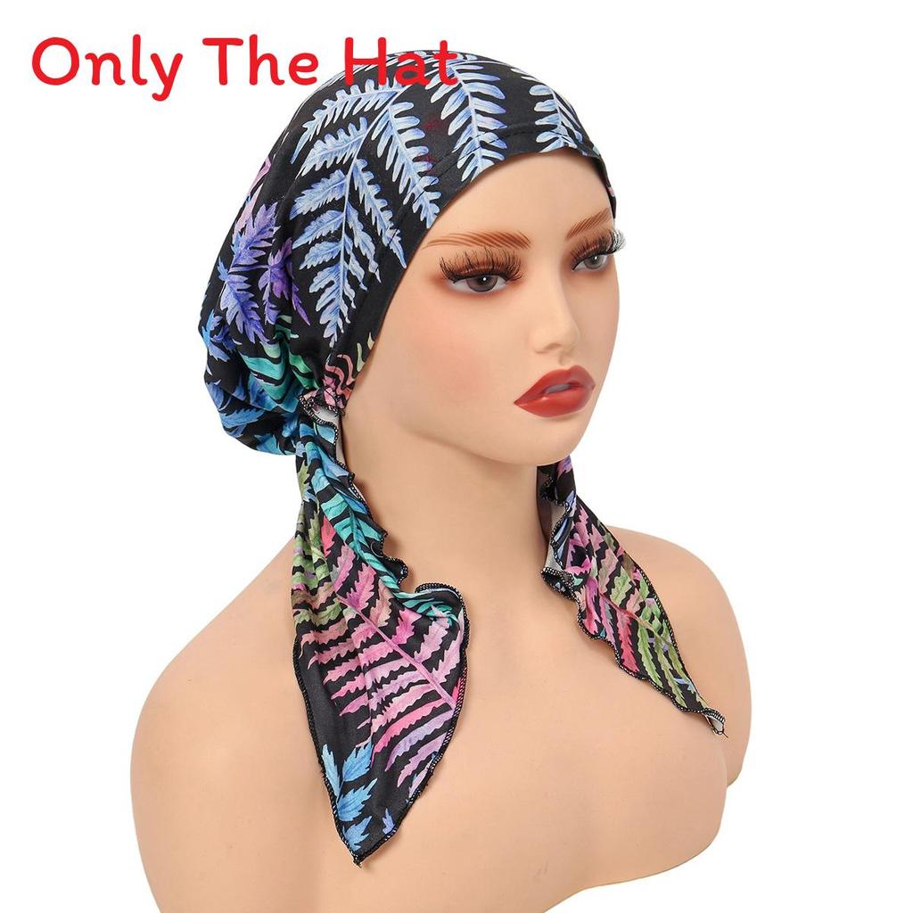 Elegant Floral Print Womens Headscarf Beanie With Polyester Material For All Seasons