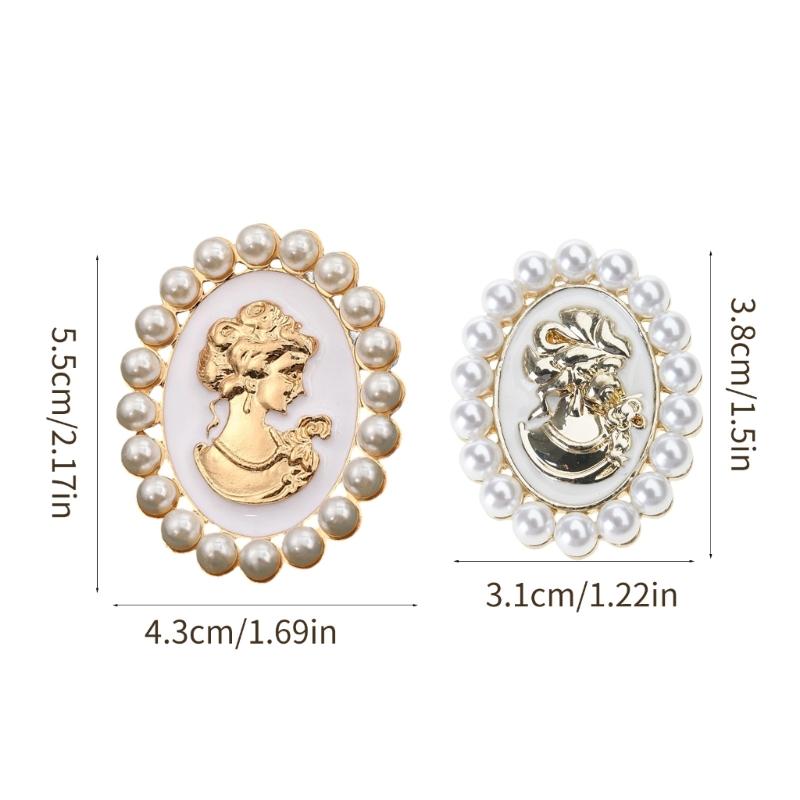 Victorian Style Alloy Cameo Brooch With Crystal Rhinestones Pearls Women Fashion Jewelry Decorative Lapel Accessory