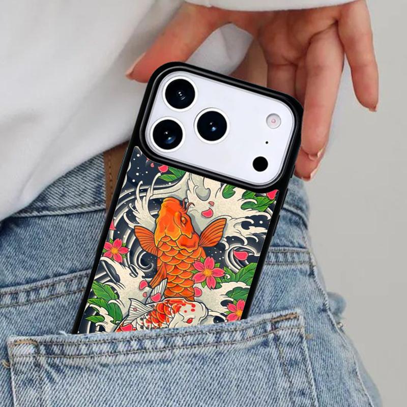 Japanese Koi Phone Case for iPhone 16e 15 14 13 12 17 Pro Max Plus Air 17pro Cover Coque