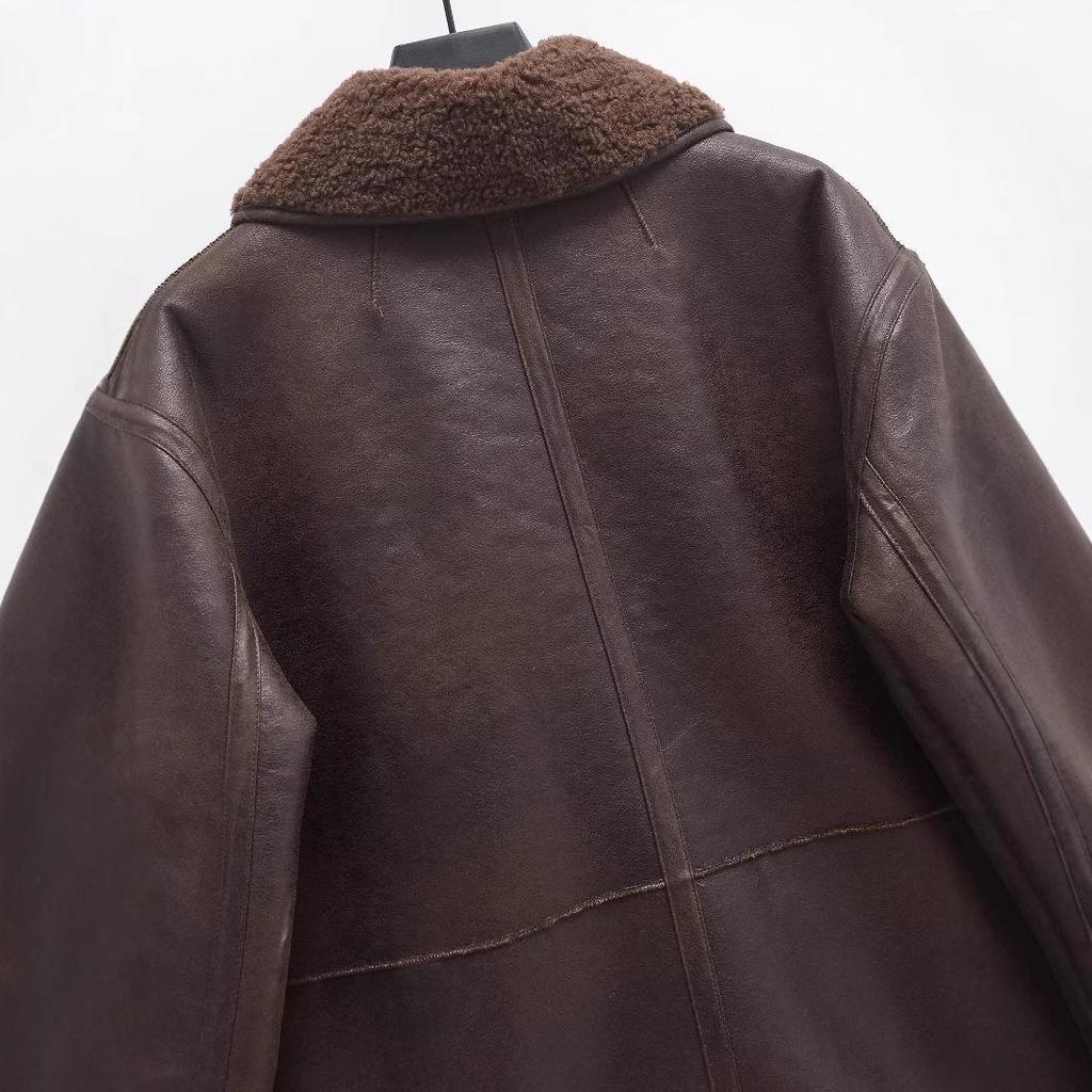 2024 Women's Reversible Double-Sided Faux Leather Coat