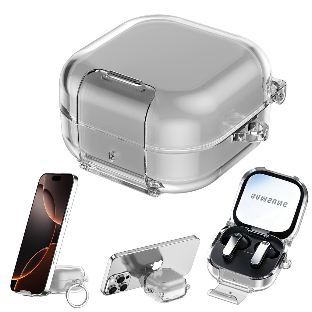 Transparent Candy Security Lock Cover for Samsung Galaxy Buds 4 4 Pro Shockproof Earphone Protective Case with Hidden Bracket