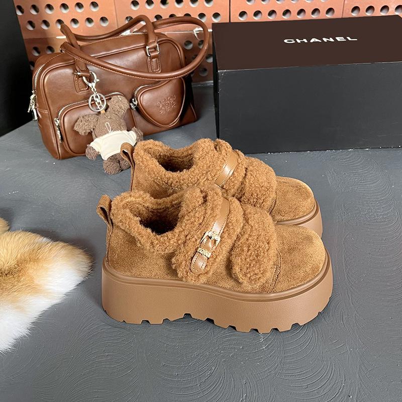 

Women s thick-soled winter fur mouth fur one lightweight warm anti cold padded snow boots non-slip wear casual sneakers cotton boots fur cotton shoes 40 верблюд