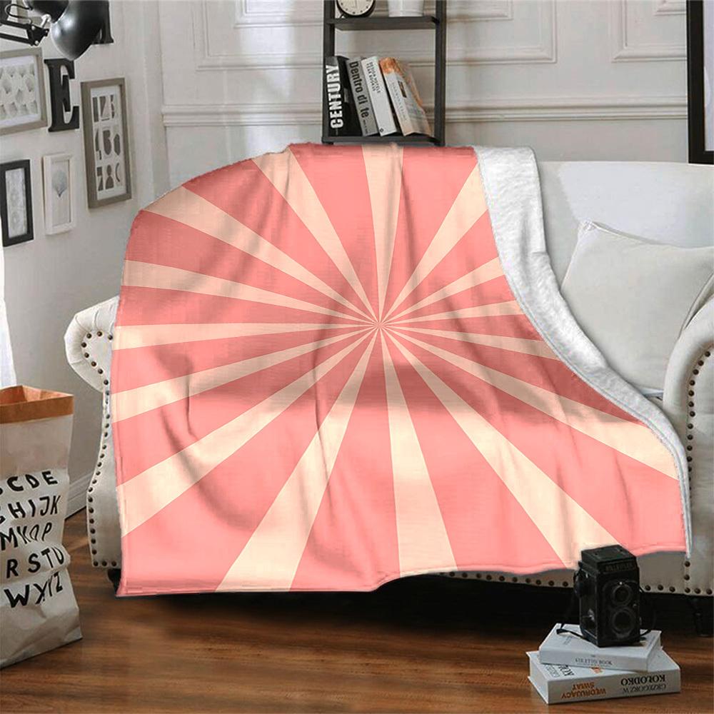 1pc Sunburst Stripes Lightweight Flannel Blanket, Comfortable and Warm Blanket, for Office and Camping Sofa Bed, Livingroom185