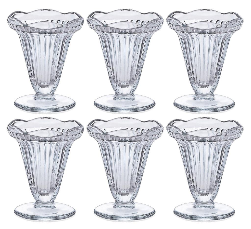 ADERIA La Rochelle Parfait Glass Clear 190ml Set of 6 Dessert Sundae Container Cup Glass Stylish Ice Cream with Feet Coffee Shop Tableware Commercial
