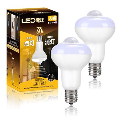 Motion Sensor LED Light Bulbs, E17 Base, 60W Equivalent, Warm White, 6W, 610lm, Light Sensor, Infrared Motion Sensor, Automatic OnOff, Energy Saving,