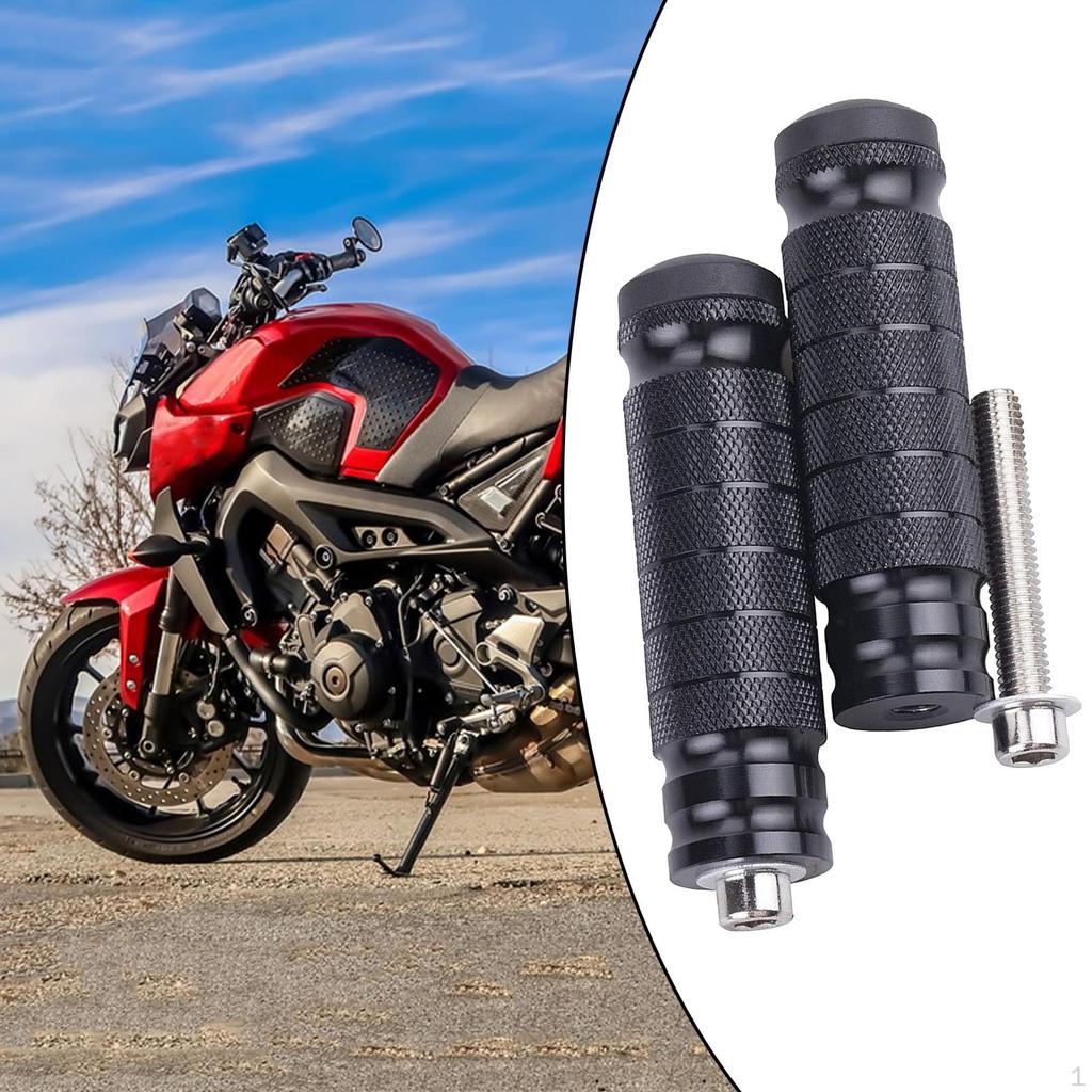 2 Pieces Motorcycle Rear Footrests Passenger Foot Rest M8 CNC Aluminum Anti Skid Replace Rearset