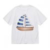 Women's Comfortable Fashion Classic T-Shirt Blue And White Sailboat Design Tee