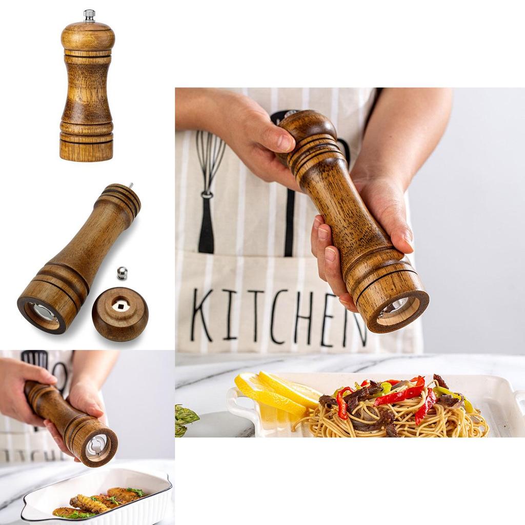 Cooking And Salt Pepper Grinder Hand Movement Oak Wood Pepper Mill Tool Kitchen