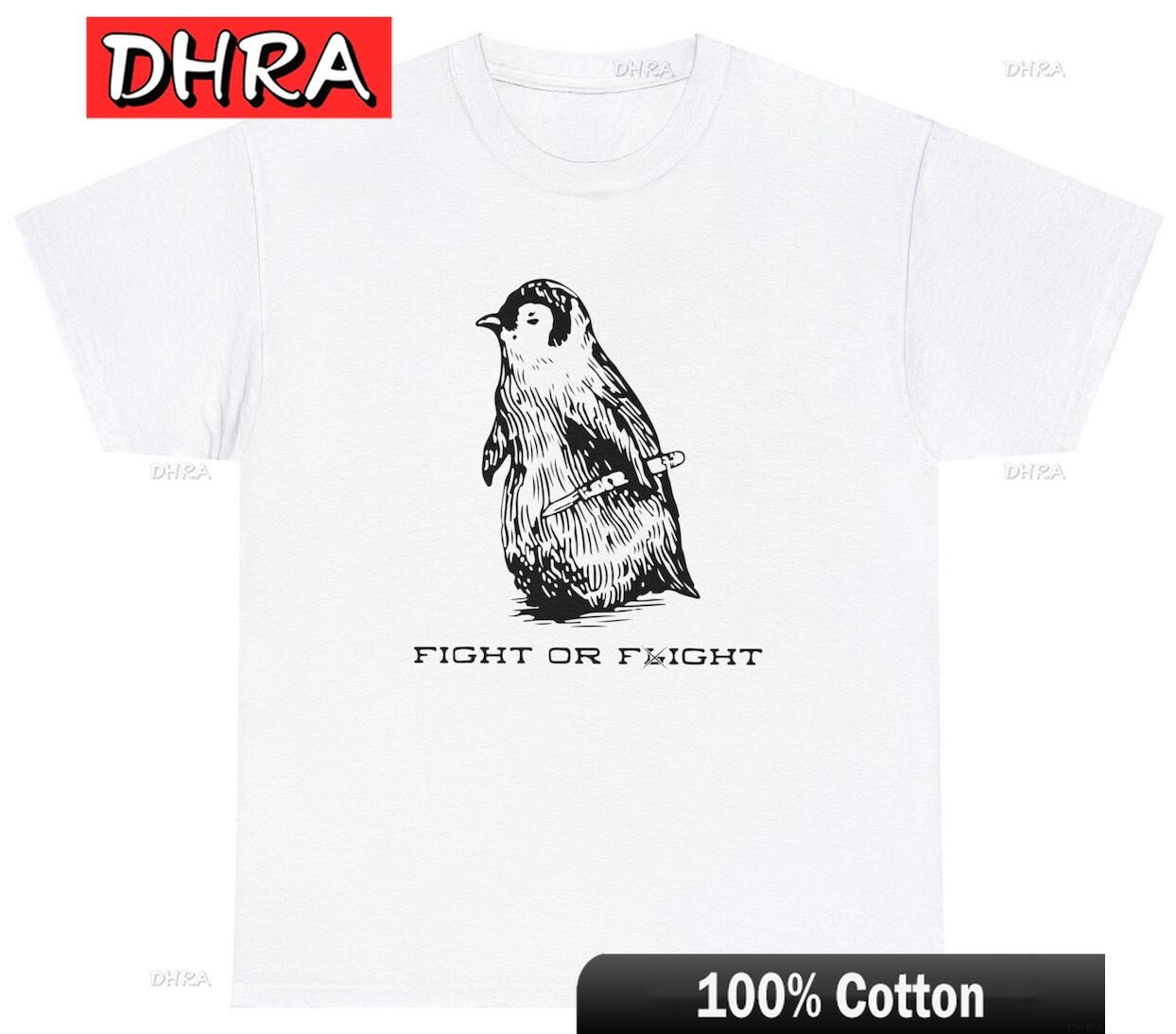 Whimsical Penguin Fight or Flight Tee Funny Graphic Humor Shirt for Adults Artistic Funny Graphic Comfy Trendy Stylish Artistic S