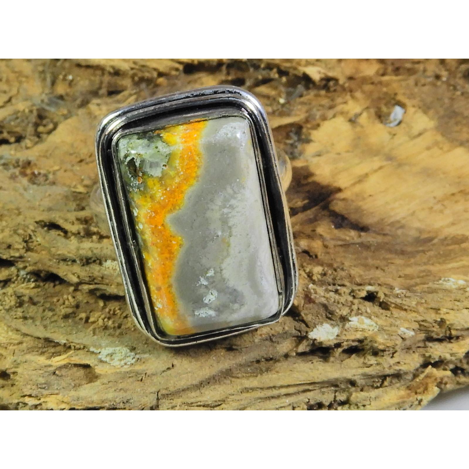 

Natural BumbleBee Jasper Gemstone 925 Solid Sterling Silver Ring Size US-6.5 PG-132