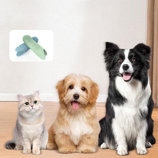 Finger Pet Toothbrush Silicone Finger Cover Dog Toothbrush Soft Bristles Safe Pet Dental Brush for Medium Large Dogs Cats Teeth Cleaning
