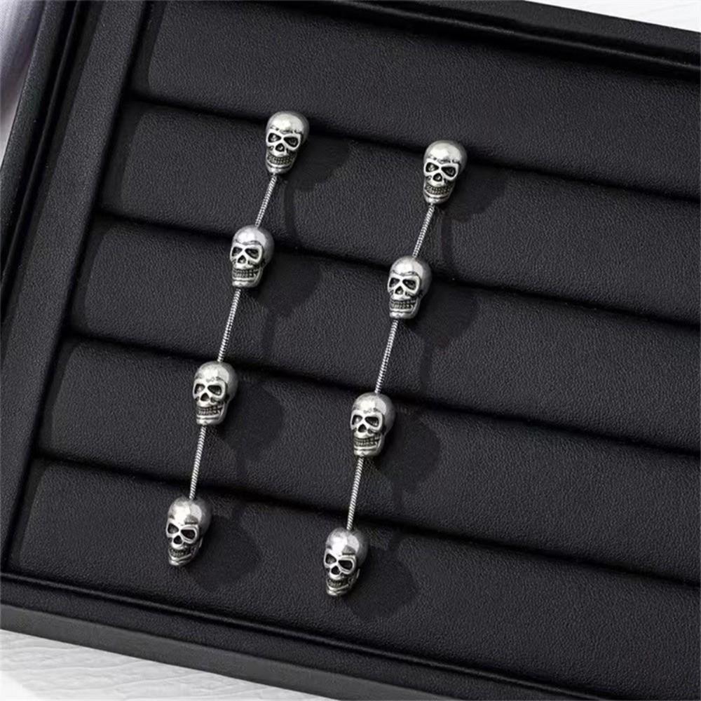 Skeleton Halloween Earrings Moon Skull Dangle Earrings Exaggerated Ghost Ear Studs  Unisex