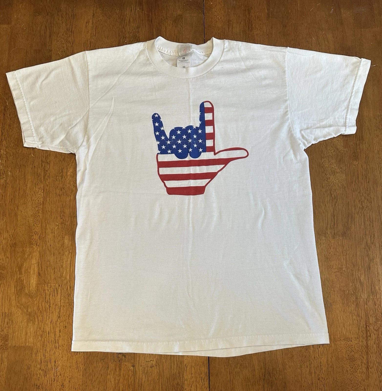 Vintage 90s USA Rock On Graphic T Shirt Large Devil Horns M