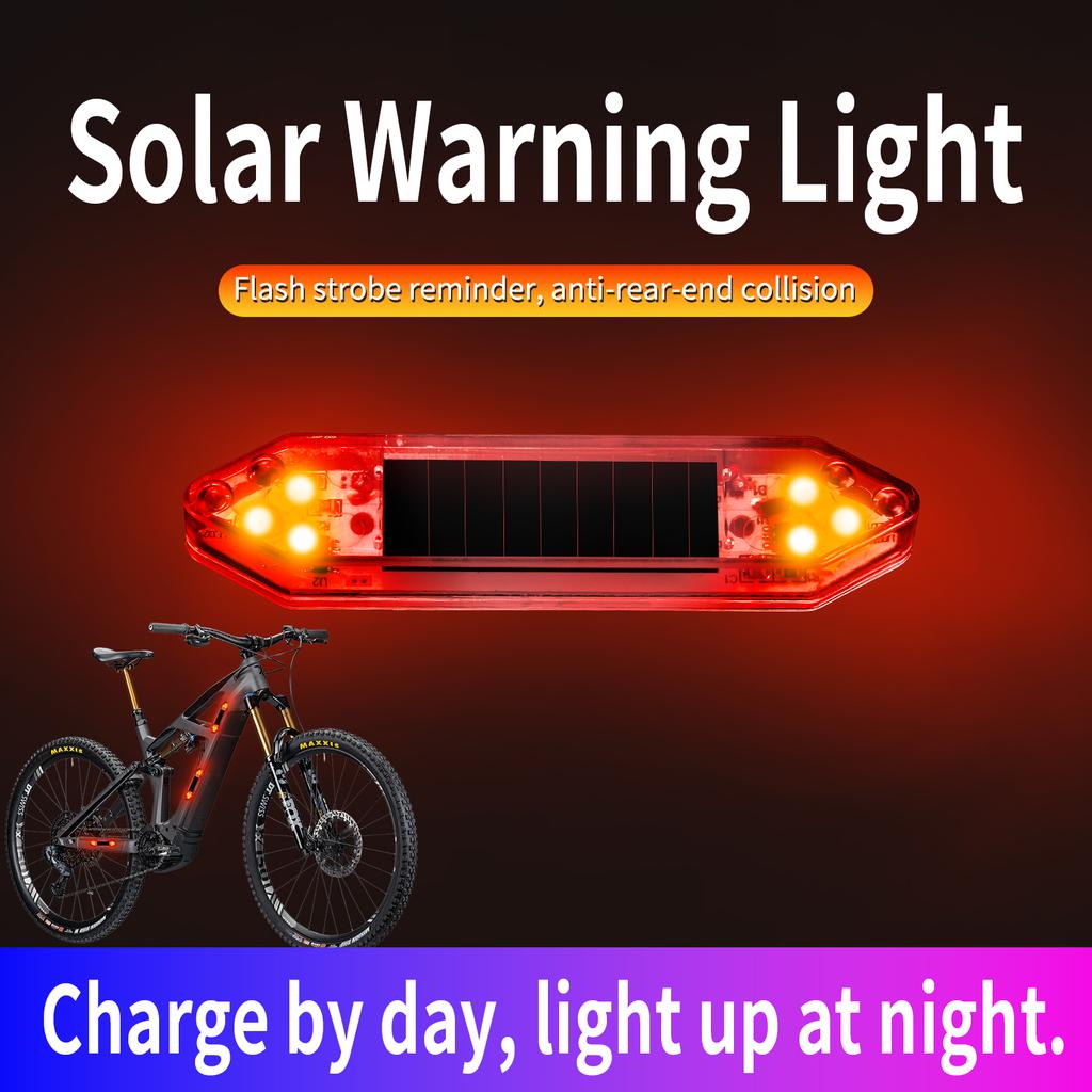 Solar powered car anti rear end collision LED flashing light, no wiring electric motorcycle warning light